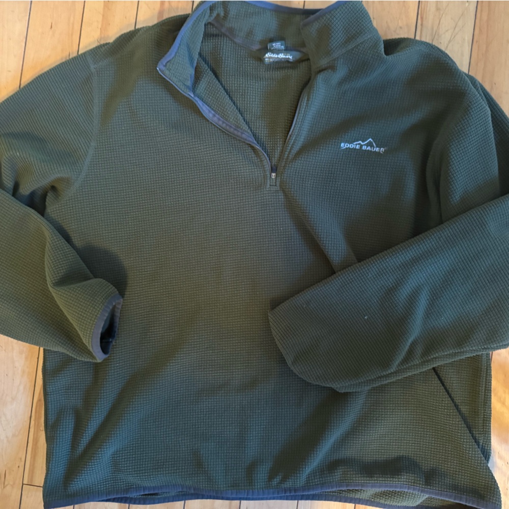 Eddie Bauer Olive Zip-Up Sweater